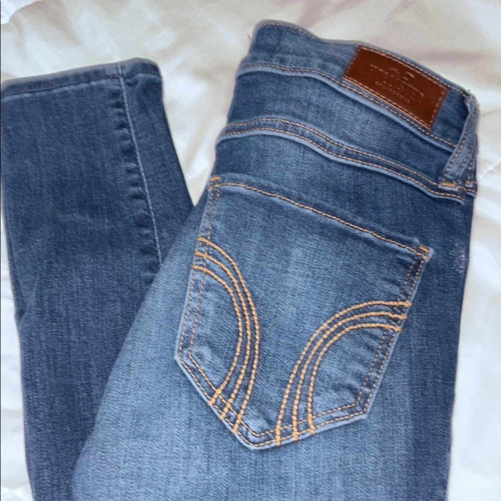 Hollister Blue Skinny Jeans with Designer Stitching